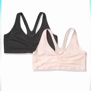 Hanes Pink Dark Gray Shirred Front Sports Bras